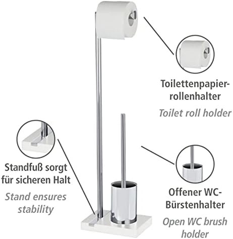 WENKO 20486100 Toilet Brush with Roll Holder Noble White