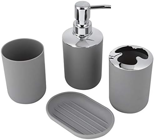 PerGar 4-Piece Bathroom Accessories Set Gray
