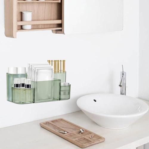 Ganydet Plastic Shower Caddy with 5 Compartments Clear Green