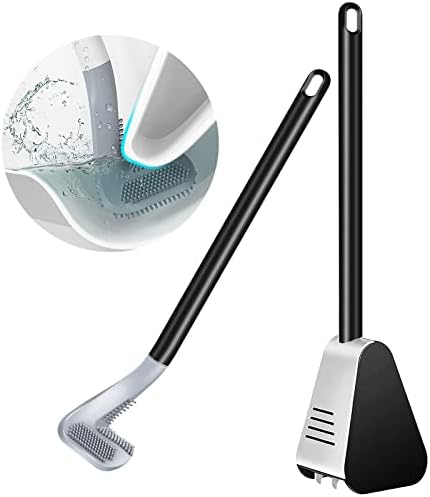 Ymombest 360 Toilet Brush Holder Set with Flexible Silicone Head
