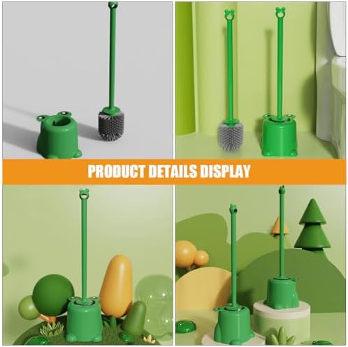 Frog Toilet Bowl Brush and Holder Set Green
