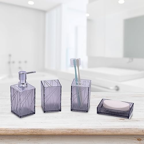 Kakasi 4 Piece Gray Bathroom Accessory Set