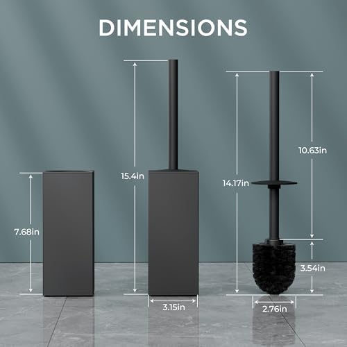 FORIOUS Toilet Brush and Holder Set with 304 Stainless Steel Base