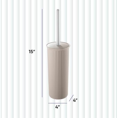 Superio Decorative Toilet Brush with Holder Set Taupe
