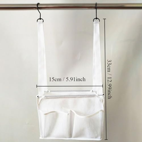 Portable Hanging Mesh Bag with 2 Hooks and 4 Pockets 1