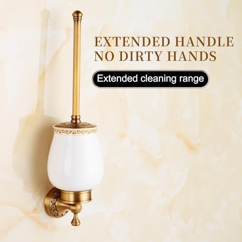 MOGFCT Wall Mounted Toilet Brush Holder Set in Antique Brass