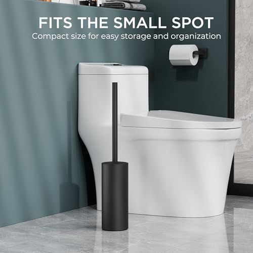 FORIOUS Toilet Brush and Holder Set with 304 Stainless Steel Base