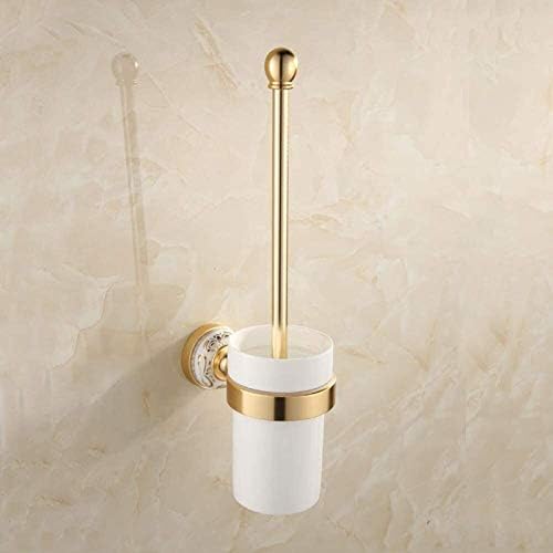 Modern European Toilet Brush Holder with Aluminum Ceramic Brush - Gold