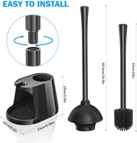 Trenti 2 Pack Toilet Plunger and Brush Set with Holder