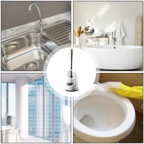 Vansza Toilet Brush Set with Long Handle and Drip-Proof Holder 1