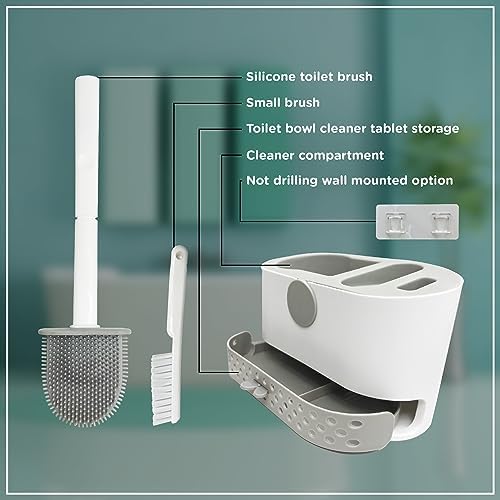 Silicone Toilet Brush Set with Holder and Ventilation Base