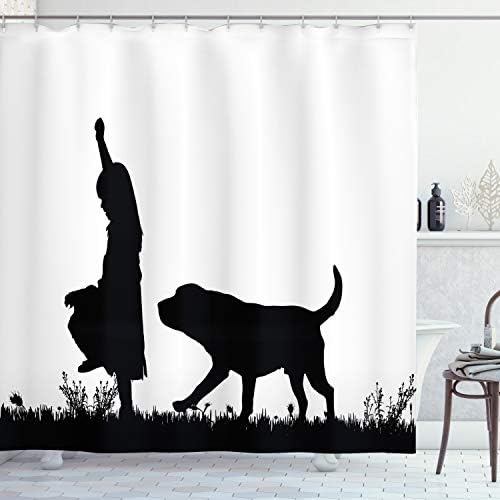 Ambesonne Labrador Shower Curtain with Dog and Girl Design