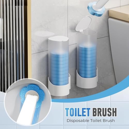 2025 Disposable Toilet Brush Set with 6 Heads and Non-Skid Handle