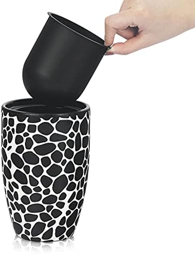 Pebble Pattern Toilet Brush with Stand Ceramic Set