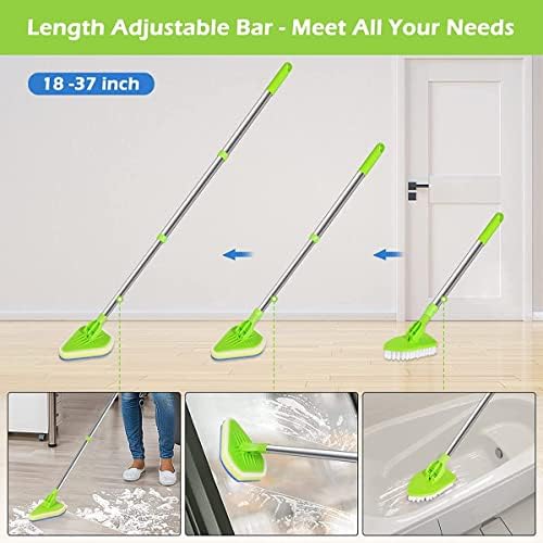Adjustable 3 in 1 Toilet Scrub Brush with Long Handle