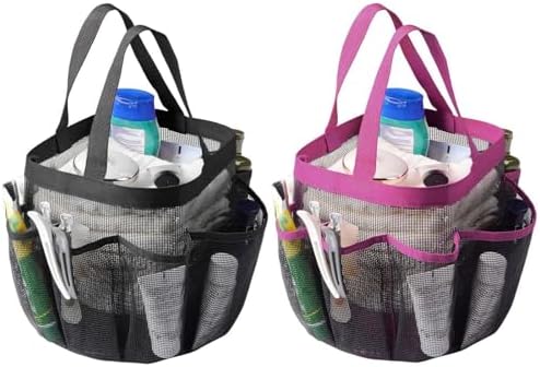 FINANCIALLY LIT 2 Pack Mesh Shower Caddy with 8 Pockets