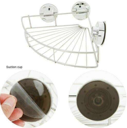 FINANCIALLY LIT Shower Corner Storage Basket Suction Cup Holder