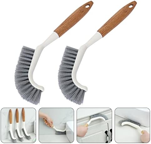 Hemoton 2pcs Wooden Handle Toilet Brush Set