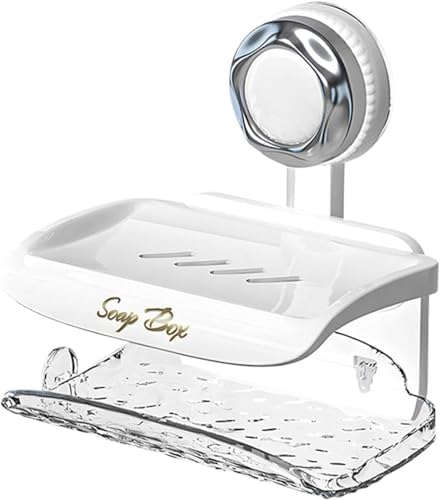 Double Layer Suction Soap Dish for Shower Wall Mount