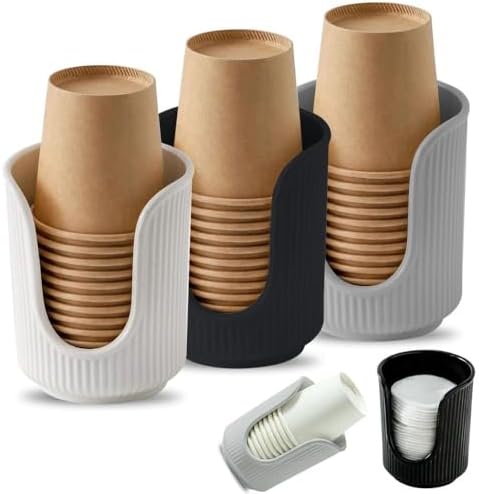Bathroom Cup Dispenser with Non-Slip Base Black Plastic