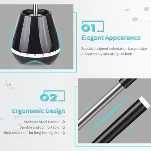 Efficient Toilet Brush and Holder Set with Tweezers
