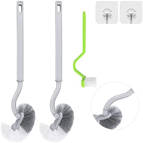 WOBEVB 2Pcs Curved Toilet Bowl Brush with Hooks Green