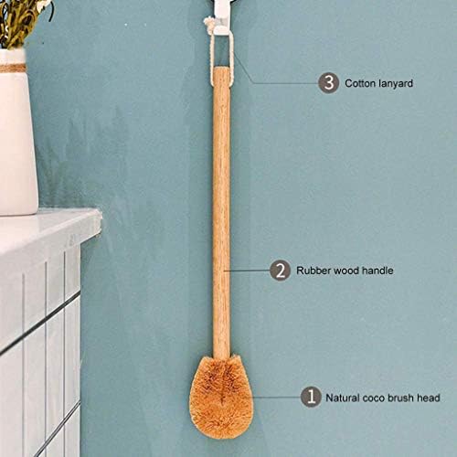 Natural Coconut Fiber Toilet Brush with Wooden Handle