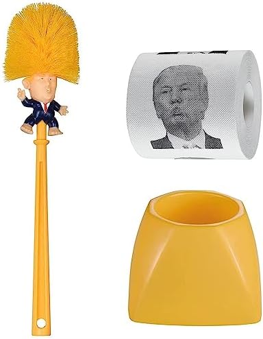 Long Handle Toilet Brush with Bow and Paper Roll - Yellow
