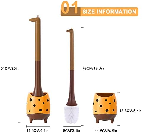 XXFLOWER Giraffe Toilet Brush Compact Cute Design