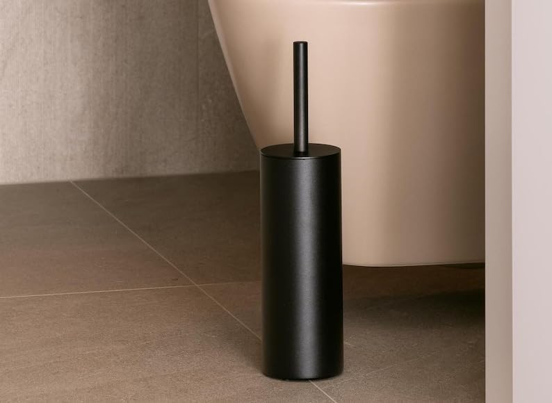 Modern Black Toilet Brush and Holder Set