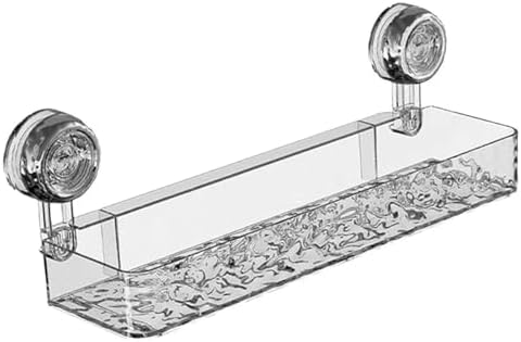 VSERM Clear Suction Cup Storage Shelf No Drill Bathroom Caddy 1pc Rectangle