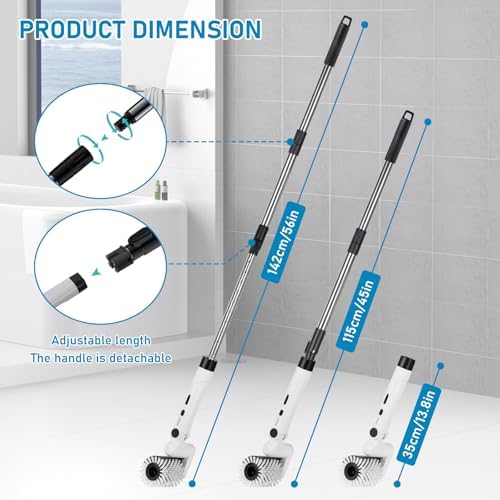 Yutesiri Cordless Waterproof Toilet Brush with 4 Heads 1