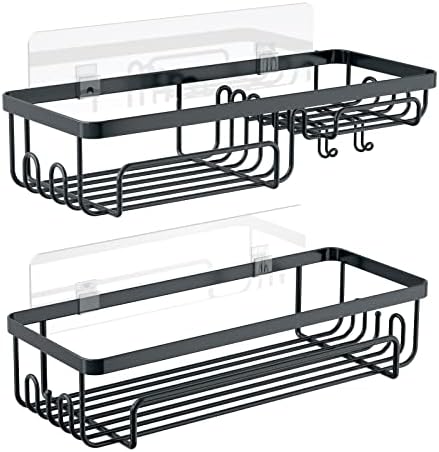 2pcs Shower Shelf Racks Black Set Bathroom Organizer
