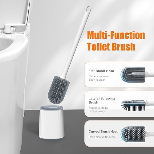 GRIFEMA Silicone Toilet Brush with Drying Holder Set