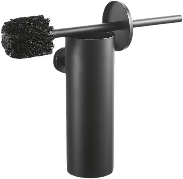 Matte Black Toilet Brush with Holder and Replaceable Brush Head