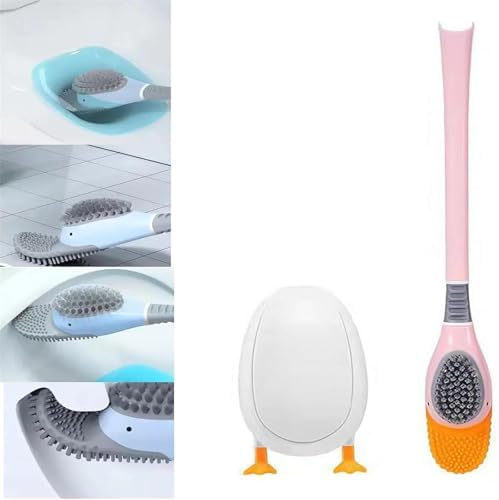 Diving Duck Toilet Brush and Holder Set Pink