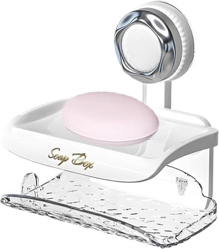 Double Layer Suction Soap Dish for Shower Wall Mount