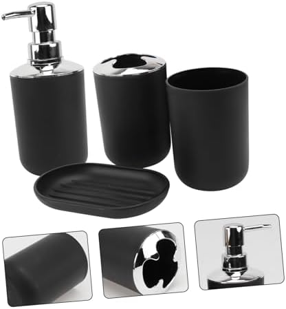 Cabilock Toothbrush Washing Cup Set 4pcs Black