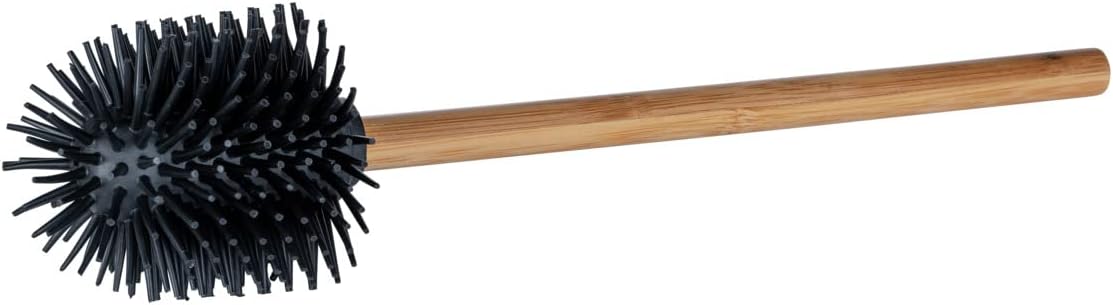 WENKO Replacement Toilet Brush with Bamboo Handle and Black Silicone Head