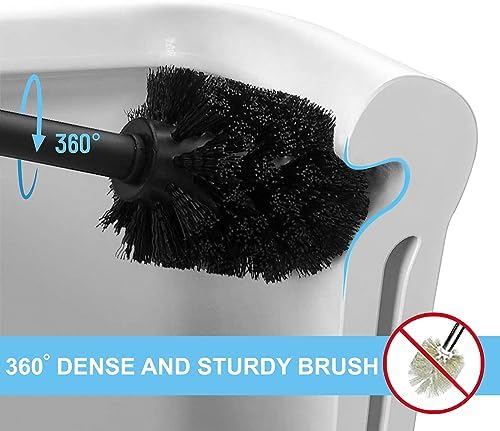 Zahari Home Marble Toilet Bowl Brush and Holder White Metal