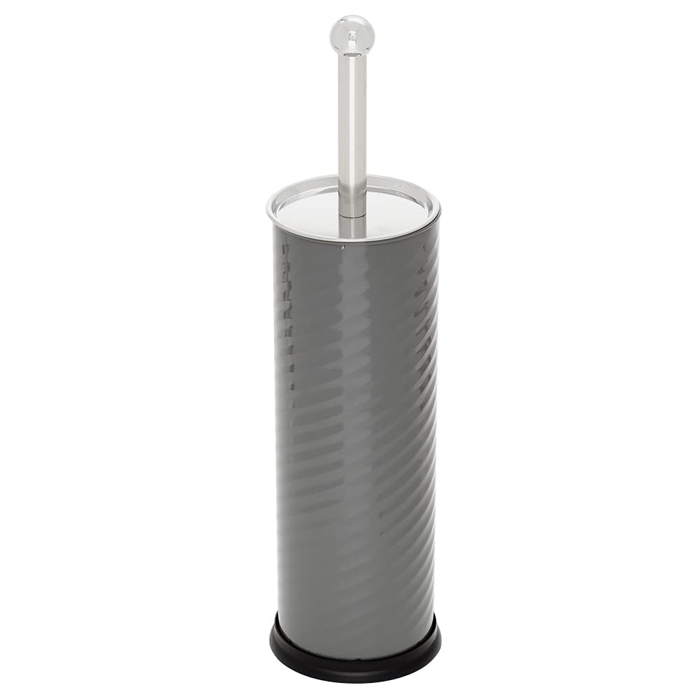 Home Basics Toilet Brush with Swirl Canister Grey 1