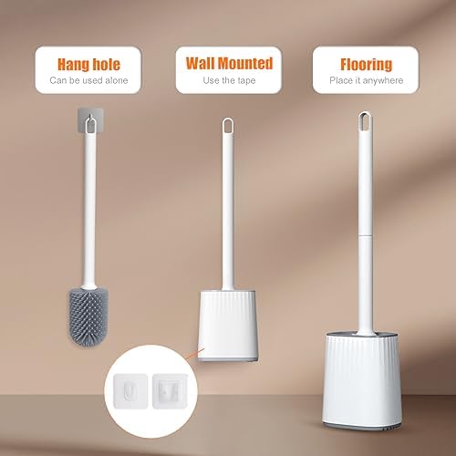 GRIFEMA Silicone Toilet Brush with Drying Holder Set