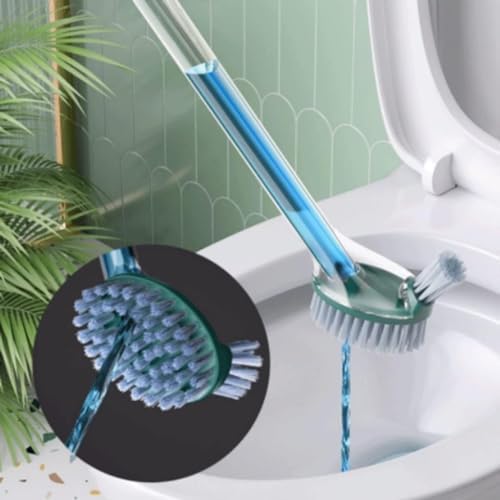 Dual Brush Head ABS Toilet Brush with Retractable Holder Green