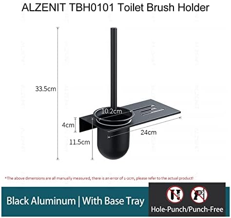 INPETS Toilet Brush Holder Matte Black Aluminum