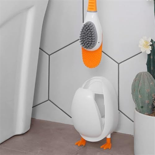 Diving Duck Toilet Brush and Holder Set Pink