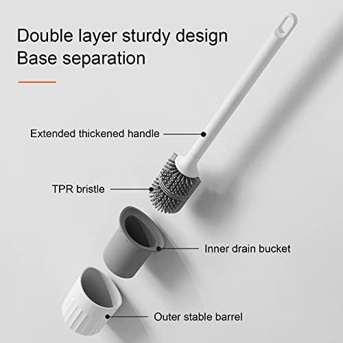 Silicone Toilet Bowl Brush with Holder Set Gray