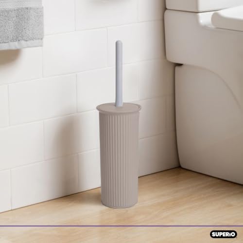 Superio Decorative Toilet Brush with Holder Set Taupe