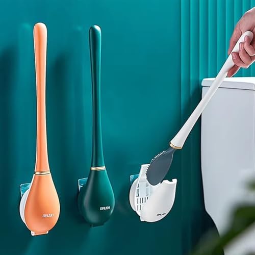 Modern Flexible Silicone Toilet Brush and Holder Set Green