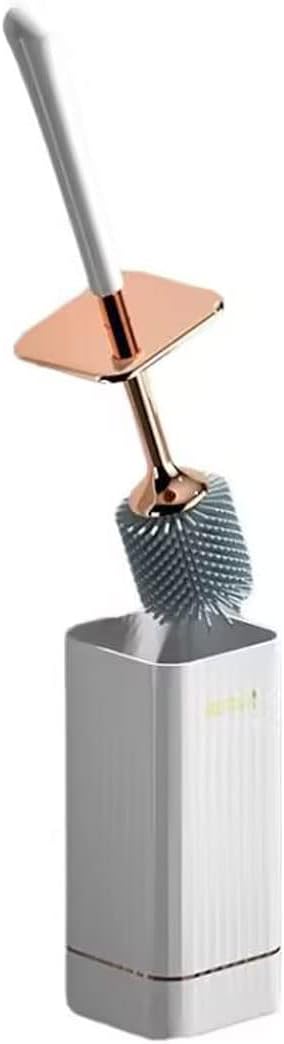 Silicone Toilet Brush with Holder Durable Easy to Clean White