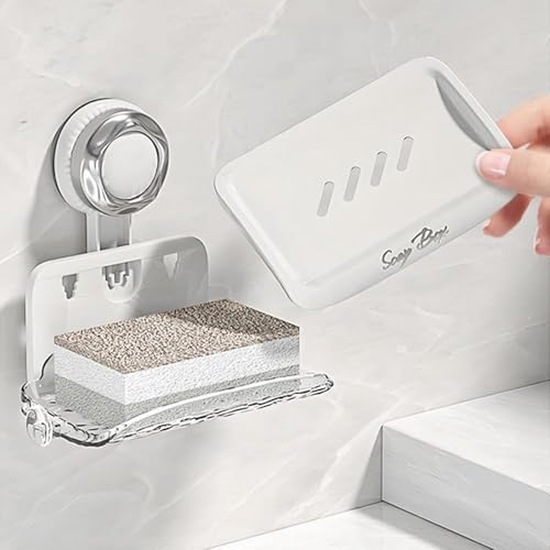 Double Layer Suction Soap Dish for Shower Wall Mount